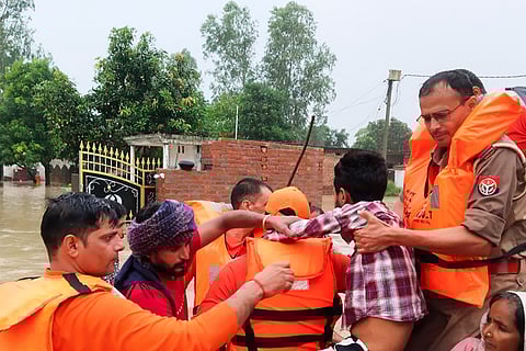 NDRF personnel rescue people in Pilibhit